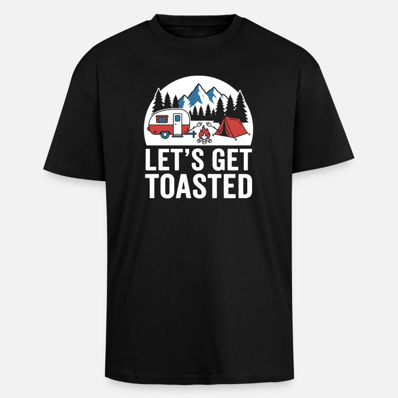 Lejrbålscampingscene - Unisex oversized heavyweight t-shirt - sort