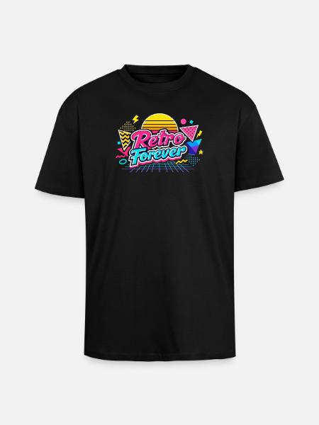 Retro Forever Neon 80s Vibe - Unisex Oversized Heavyweight T-shirt - black