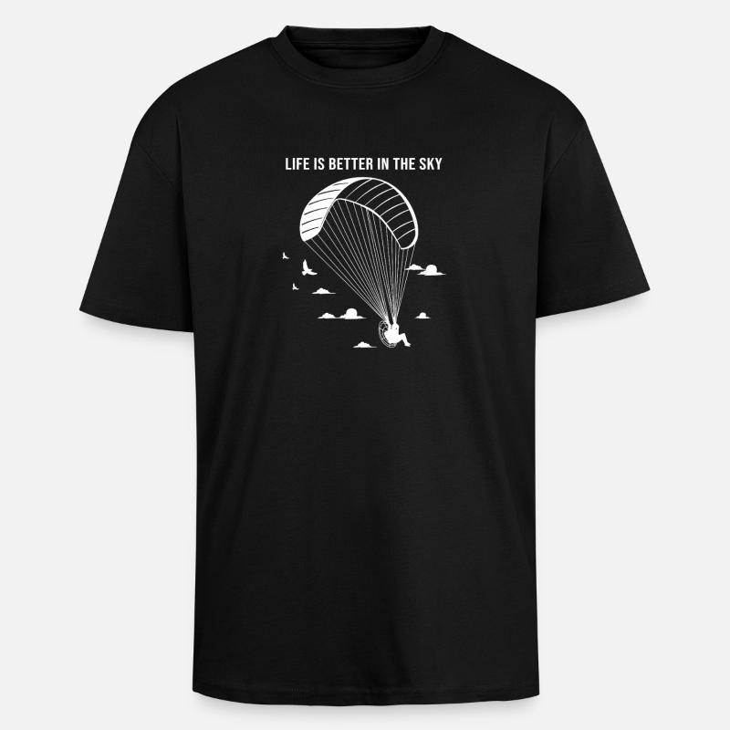 Skydive Paragliding - Oversized Heavyweight Unisex T-Shirt - Schwarz