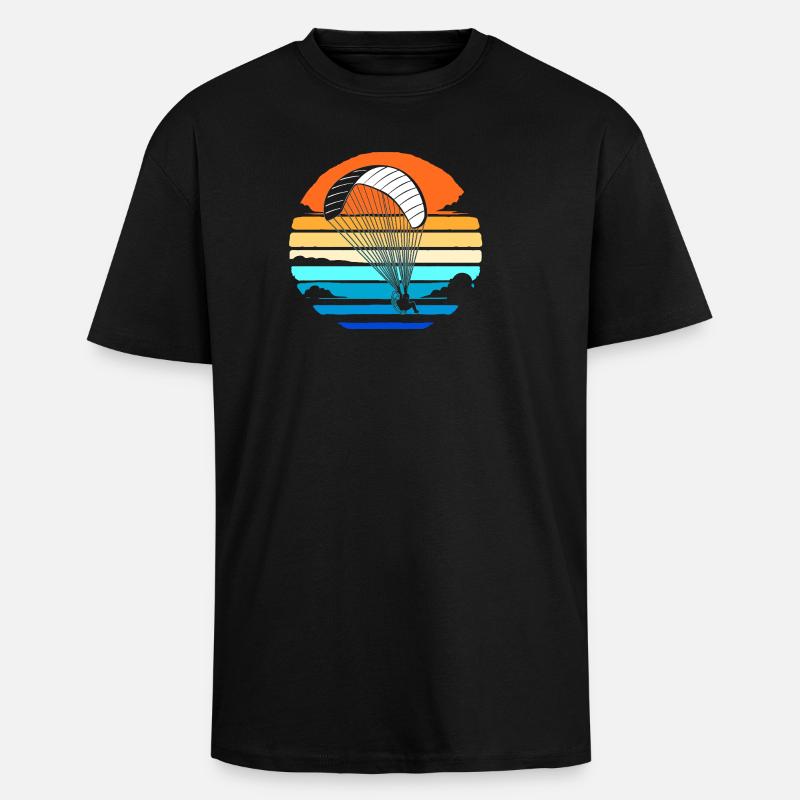Paragliding Skydive - Oversized Heavyweight Unisex T-Shirt - Schwarz
