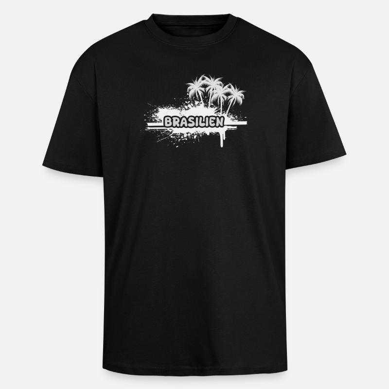 Brazil as palm trees - Unisex Oversized Heavyweight T-shirt - black