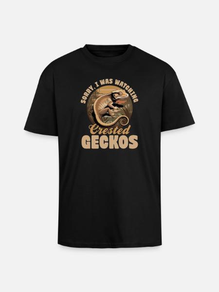 Funny Reptile Crested Gecko - Unisex Oversized Heavyweight T-shirt - black