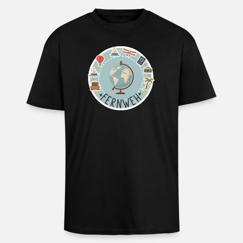 Fernweh - Oversized Heavyweight Unisex T-Shirt - Schwarz