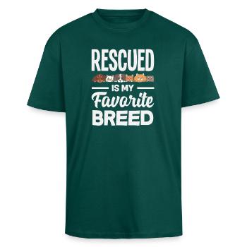 Pflegefamilie Adoptieren Tierrettung Meine - Oversized Heavyweight Unisex T-Shirt - hunter Green - Vorne - Alina (178cm) & Michal (187cm)