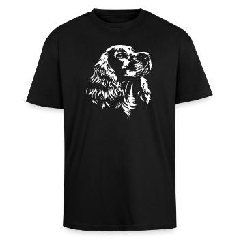 English Cocker Spaniel Silhouette Hunde Wilsigns - Oversized Heavyweight Unisex T-Shirt - Schwarz - Vorne - Alina (178cm) & Michal (187cm)