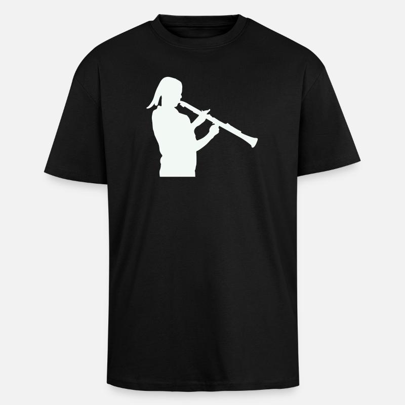 Silhouette mit Klarinette - Oversized Heavyweight Unisex T-Shirt - Schwarz
