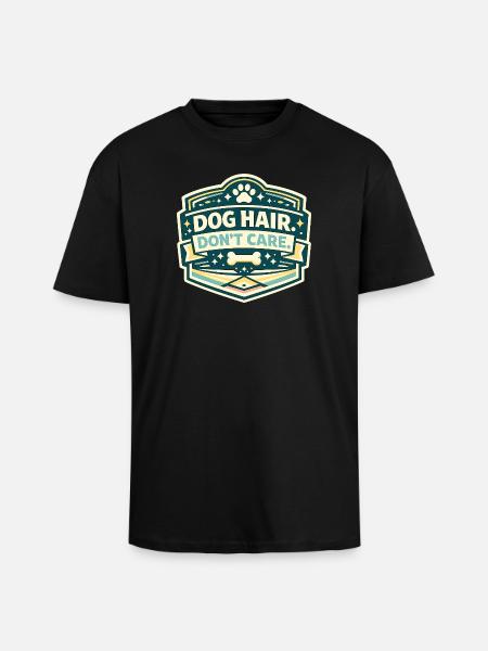 Hundhaar Egal Spruch Schild - Oversized Heavyweight Unisex T-Shirt - Schwarz