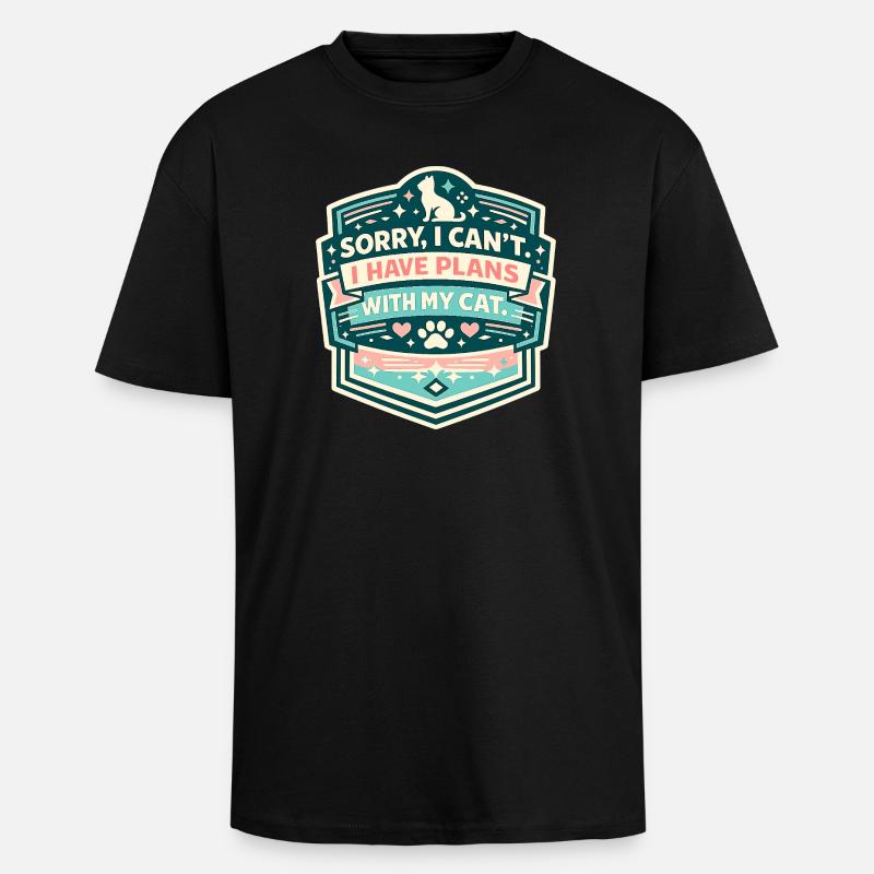 J’ai des projets pour mon chat - T-shirt unisexe oversize épais - noir