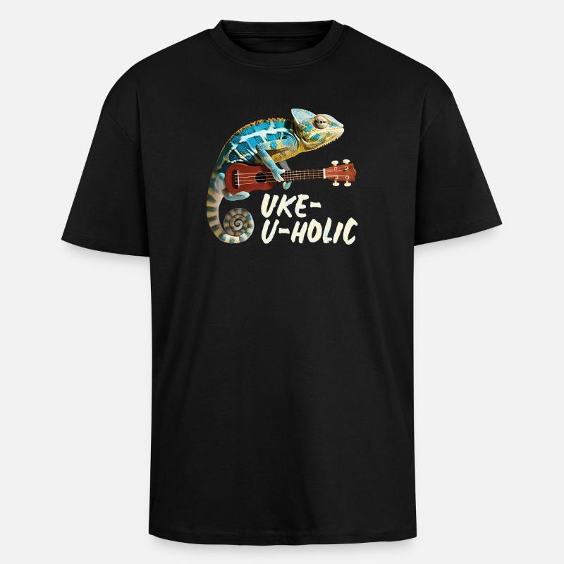 Chamäleon Uke-u-holic - Oversized Heavyweight Unisex T-Shirt - Schwarz