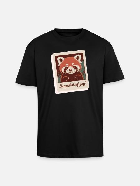 Red Panda Snapshot Joy - Unisex Oversized Heavyweight T-shirt - black