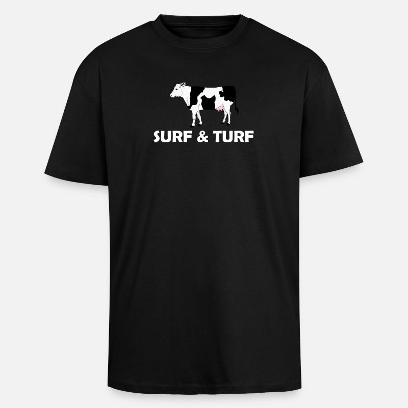 SURF & TURF - Oversized Heavyweight Unisex T-Shirt - Schwarz