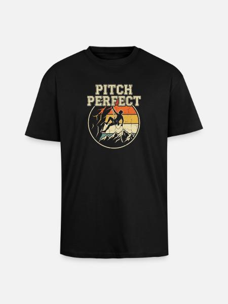 Pitch Perfect Climbing Retro Mountains - Unisex Oversized Heavyweight T-shirt - black
