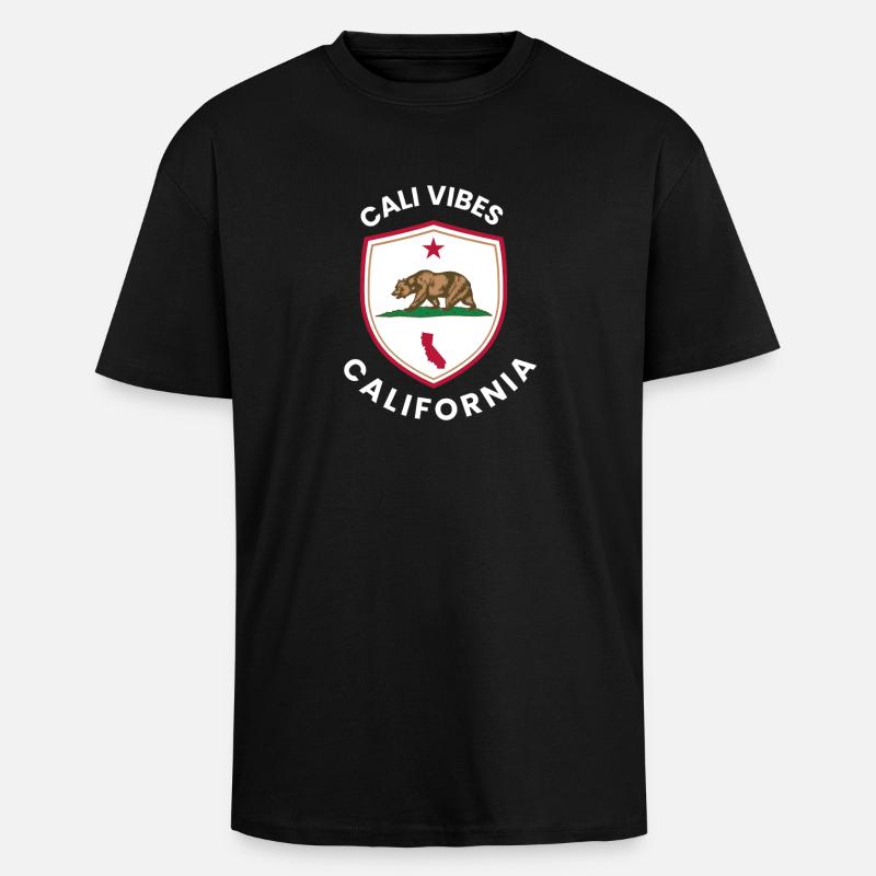 Cali Vibes California Shield - T-shirt unisexe oversize épais - noir