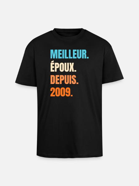 Bester Ehemann seit 2009 Geschenk-Ehemann - Oversized Heavyweight Unisex T-Shirt - Schwarz