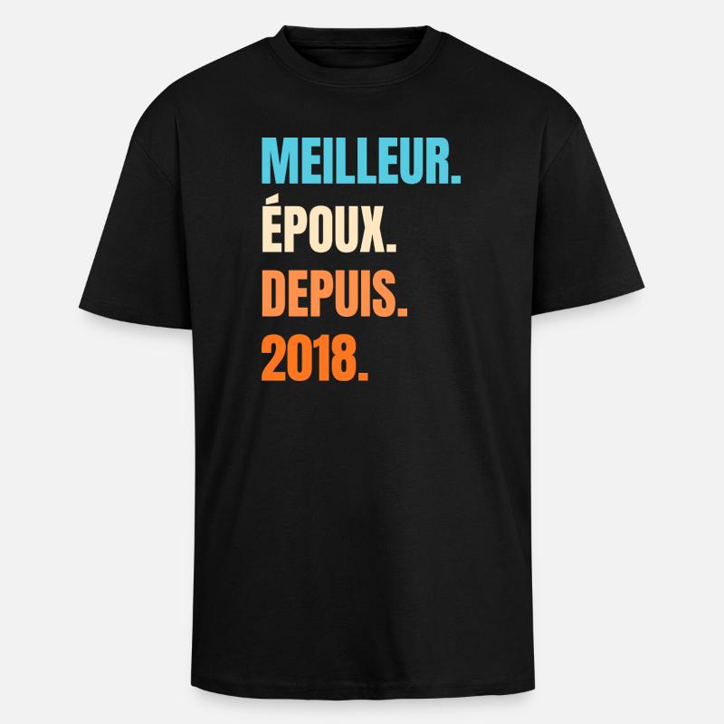 Bester Ehemann seit 2018 Geschenk-Ehemann - Oversized Heavyweight Unisex T-Shirt - Schwarz