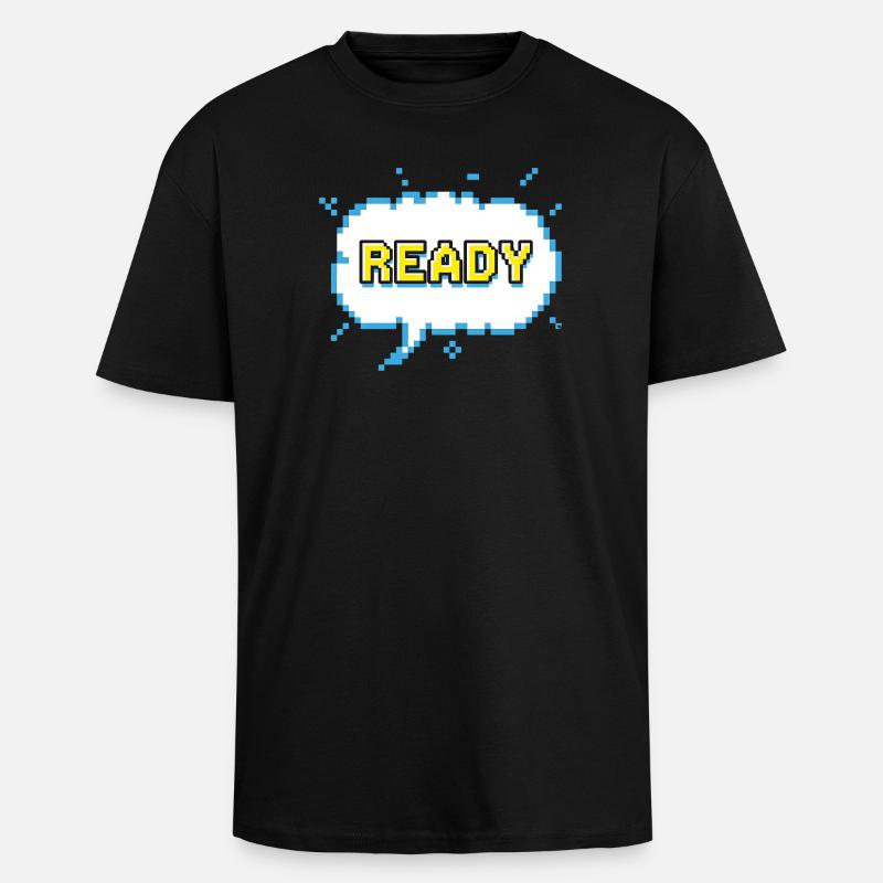 READY Schriftzug im Pixel Comic Look - Oversized Heavyweight Unisex T-Shirt - Schwarz