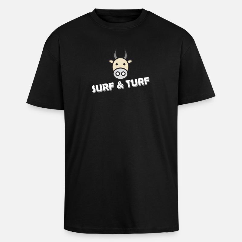SURF & TURF - Oversized Heavyweight Unisex T-Shirt - Schwarz