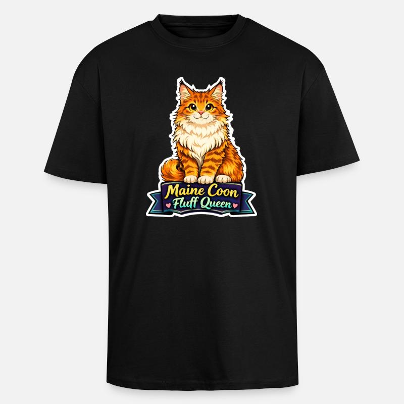 Maine Coon Fluff Queen Katze Design - Oversized Heavyweight Unisex T-Shirt - Schwarz