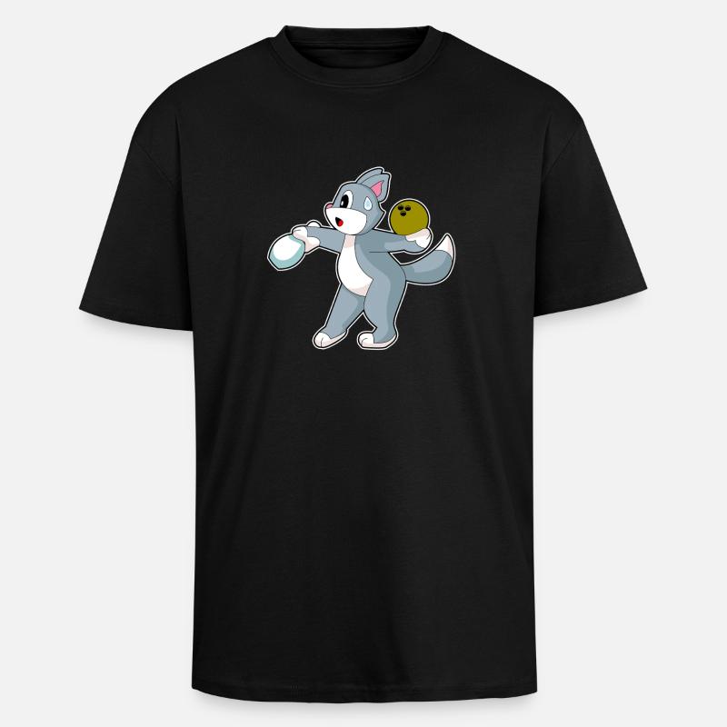Katze Bowling Bowlingkugel Pin - Oversized Heavyweight Unisex T-Shirt - Schwarz