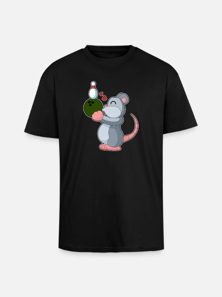 Maus Bowling Bowlingkugel Pin - Oversized Heavyweight Unisex T-Shirt - Schwarz