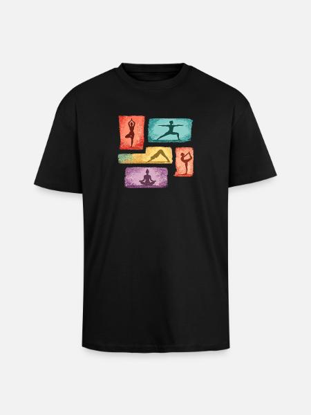 Yoga Silhouetten in Farbblöcken - Oversized Heavyweight Unisex T-Shirt - Schwarz