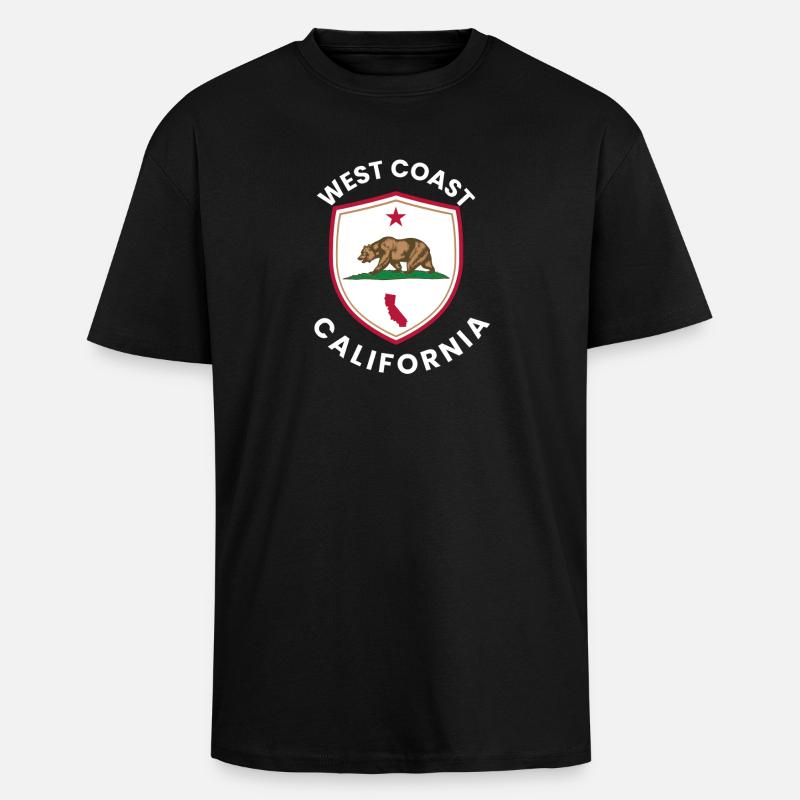 California Bear Shield Logo - Unisex Oversized Heavyweight T-shirt - black