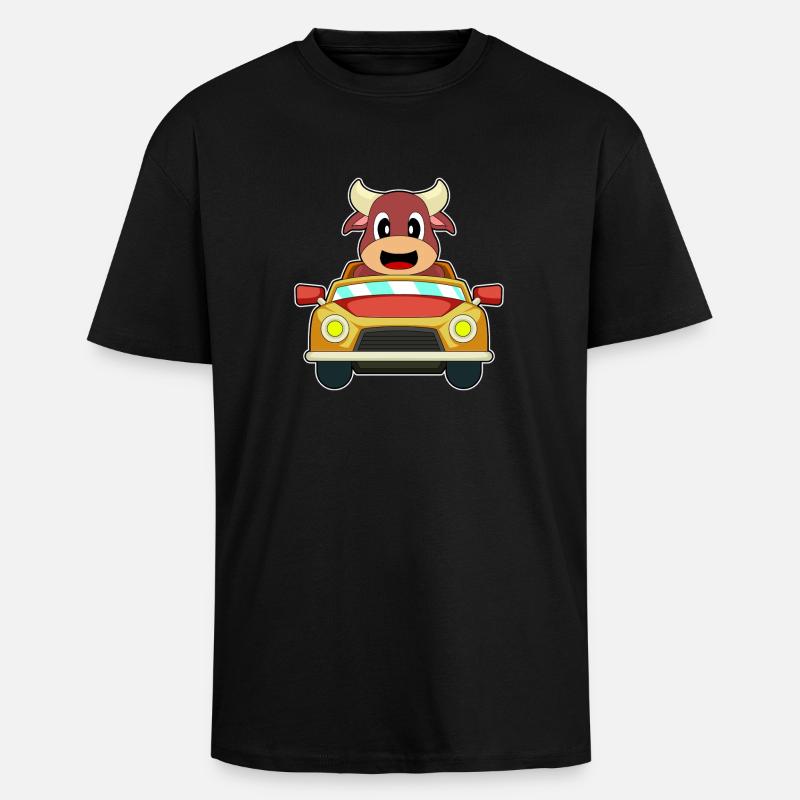Stier Auto - Oversized Heavyweight Unisex T-Shirt - Schwarz