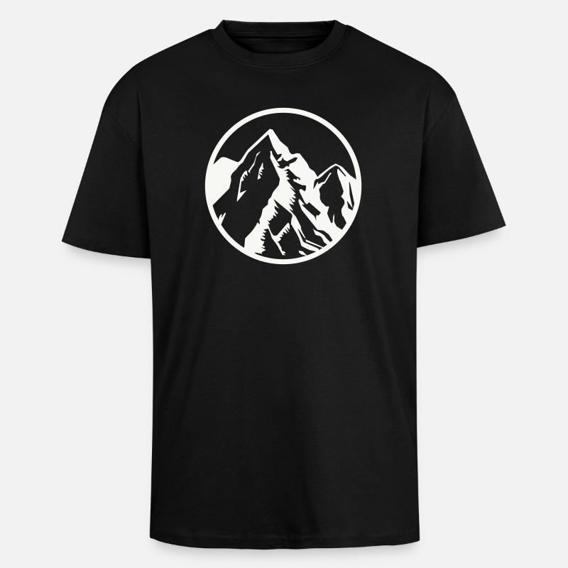Kreis Berggipfel Berge - Oversized Heavyweight Unisex T-Shirt - Schwarz