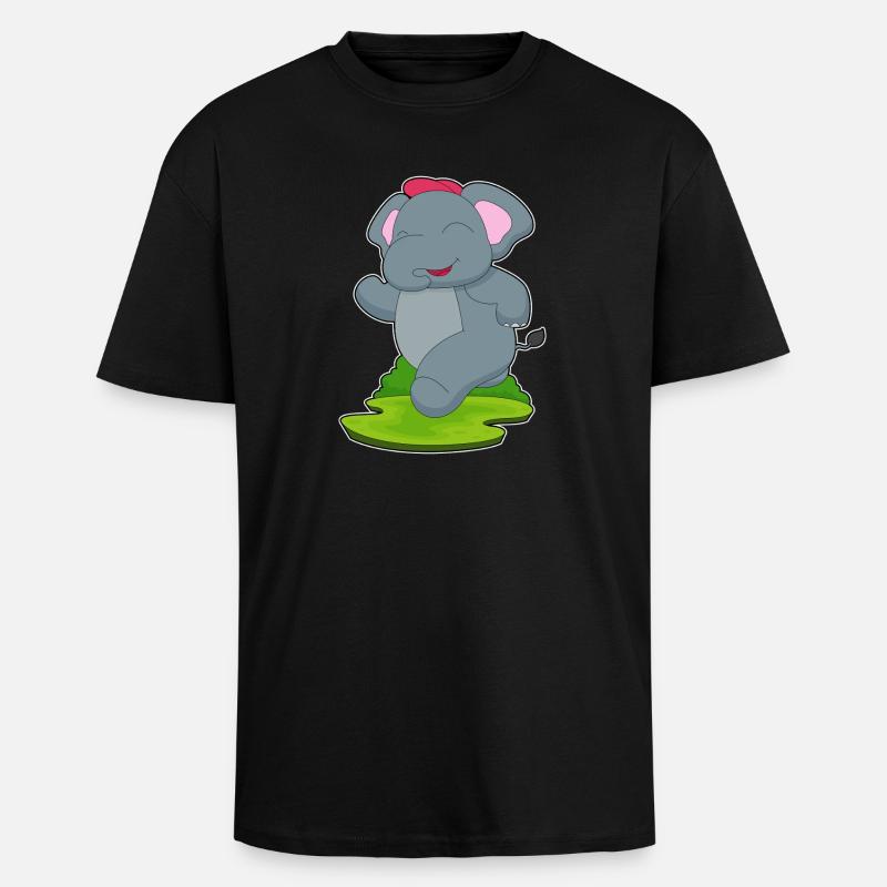 Elephant Jogger Jogging Sport - Unisex Oversized Heavyweight T-shirt - black