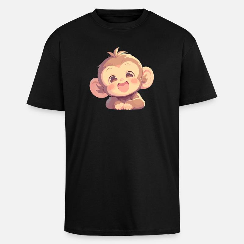 Macaque Macaque - T-shirt unisexe oversize épais - noir
