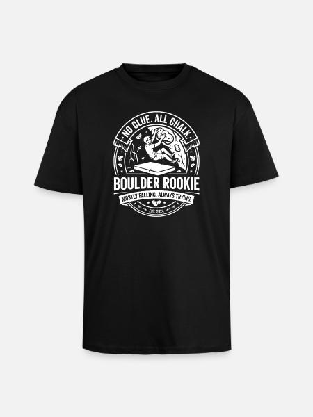 Boulder Rookie Climbing Logo - Unisex Oversized Heavyweight T-shirt - black