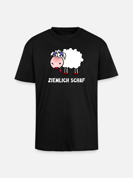Pretty Sheep Cartoon Heart - Unisex Oversized Heavyweight T-shirt - black