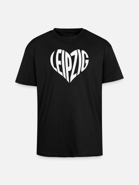Leipzig Heart Typo - Unisex Oversized Heavyweight T-shirt - black