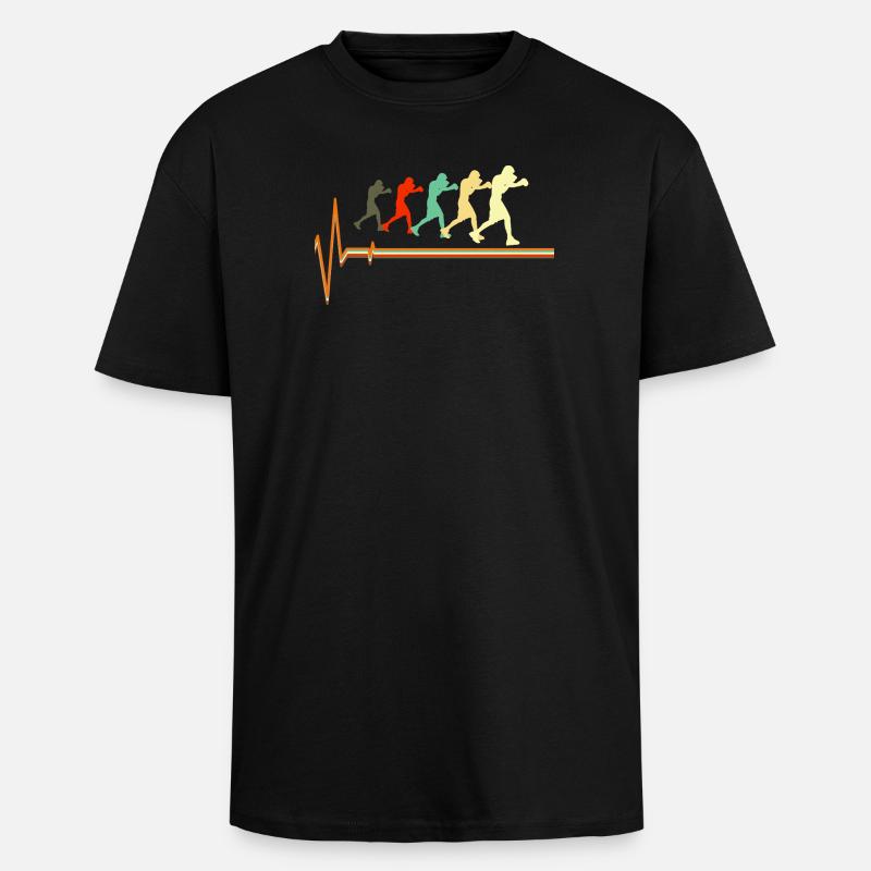 Boxe Heartbeat Evolution Rétro Fighter Design - T-shirt unisexe oversize épais - noir