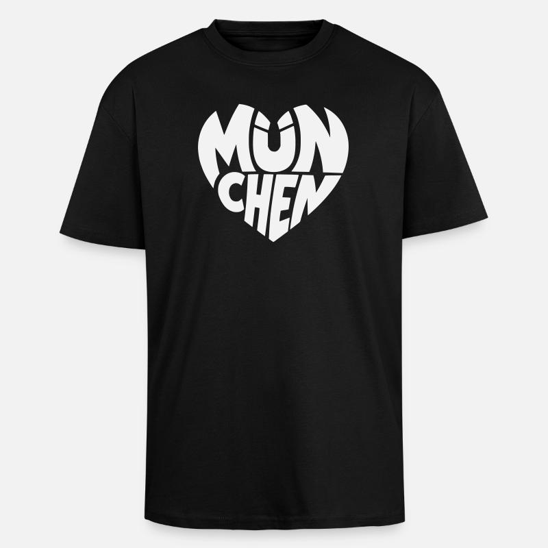 München Herzlogo Typografie - Oversized Heavyweight Unisex T-Shirt - Schwarz