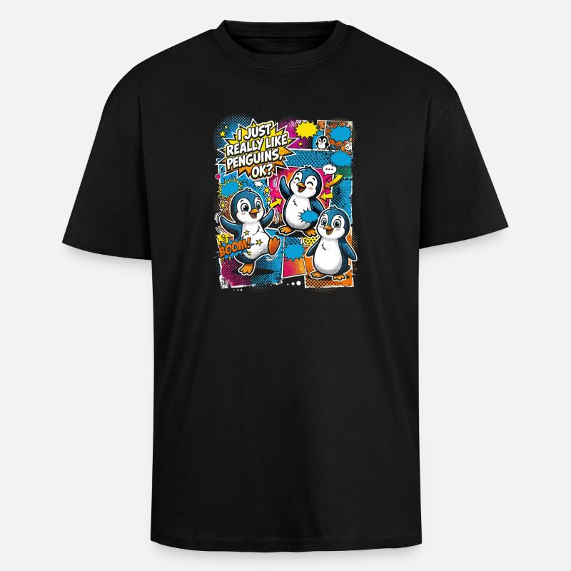 Pinguin Pop-Art Comic Kollage - Oversized Heavyweight Unisex T-Shirt - Schwarz