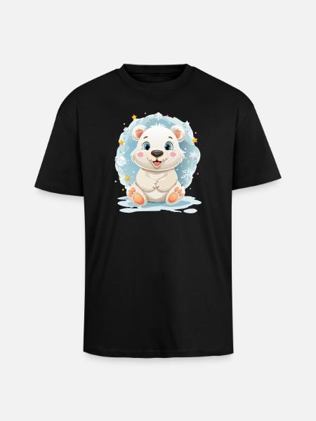 Polar bears in winter magic - Unisex Oversized Heavyweight T-shirt - black