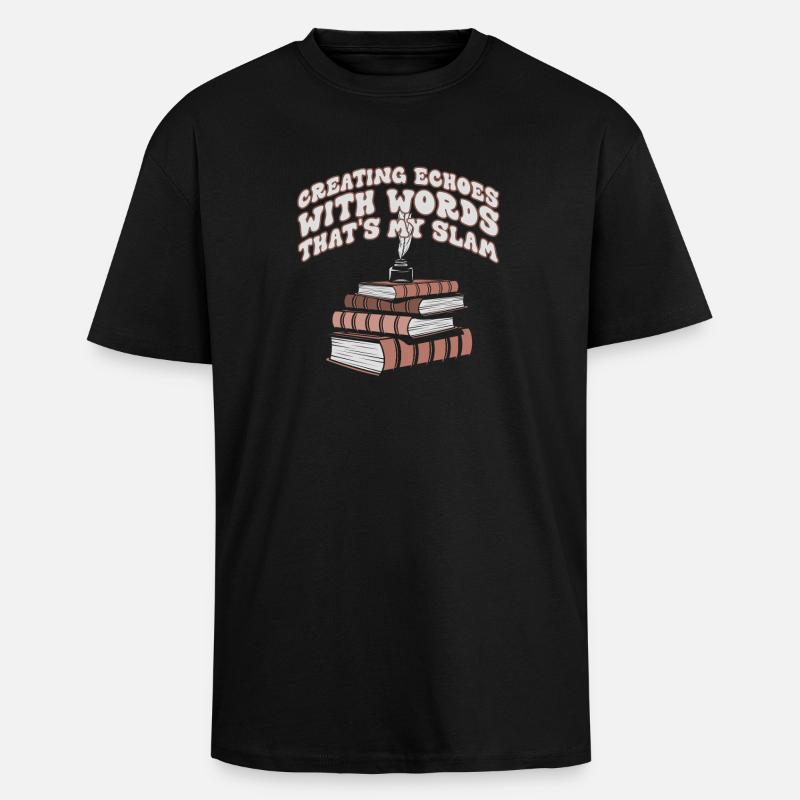 Echoes Through Words Slam Stack - Unisex Oversized Heavyweight T-shirt - black