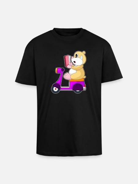Hamster Scooter - Unisex Oversized Heavyweight T-shirt - black