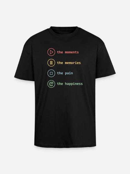 Mindfulness, Moments, Memories, Happiness - Unisex Oversized Heavyweight T-shirt - black