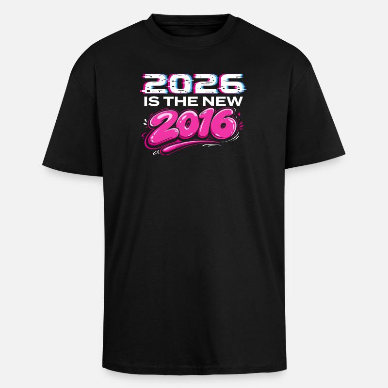 Nowe internetowe klimaty 2026 roku - Gruby T-shirt unisex oversize - czarny