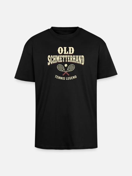 Tennis-Fun Shirt, gammel Schmetterhand hættetrøje, krus - Unisex oversized heavyweight t-shirt - sort
