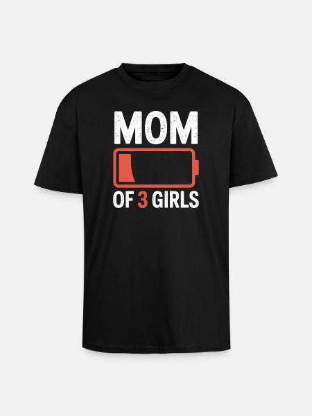 Mutter von 3 Mädchen Batterie-Ikon-Tee - Oversized Heavyweight Unisex T-Shirt - Schwarz