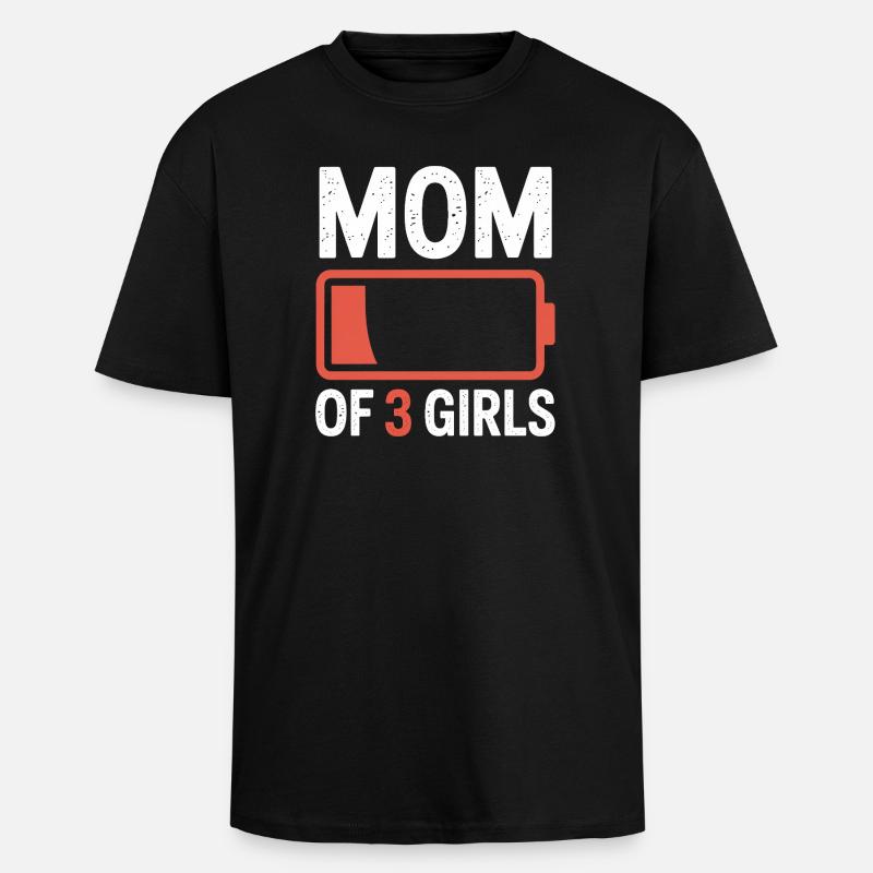 Mutter von 3 Mädchen Batterie-Ikon-Tee - Oversized Heavyweight Unisex T-Shirt - Schwarz