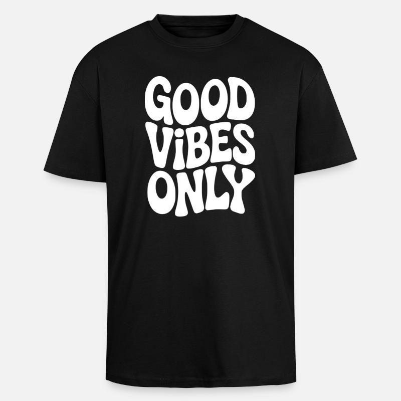 Vibing Typographie en blanc - T-shirt unisexe oversize épais - noir