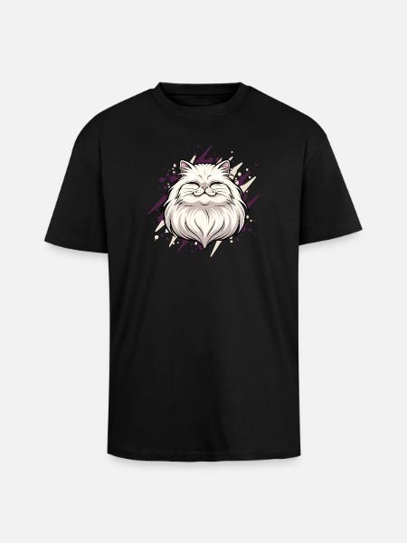Fröhlicher Katzenkopf mit Farbklecks - Oversized Heavyweight Unisex T-Shirt - Schwarz
