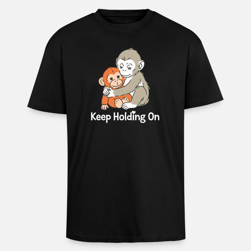 Halt die Affenumarmung fest - Oversized Heavyweight Unisex T-Shirt - Schwarz