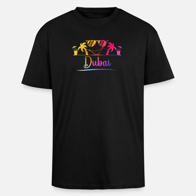 Dubai Palm Trees Summer Sunglasses Design - Unisex Oversized Heavyweight T-shirt - black