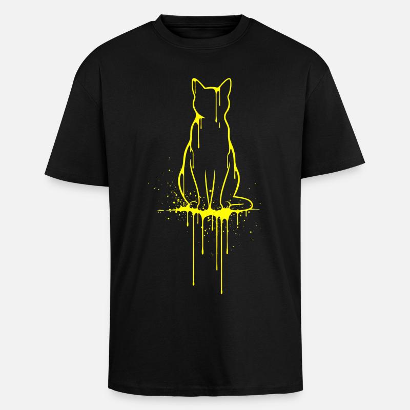 Silhouette de chat Look doré - T-shirt unisexe oversize épais - noir
