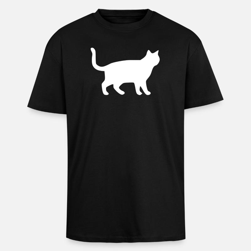 Cadeau Silhouettes de chats chats blancs - T-shirt unisexe oversize épais - noir